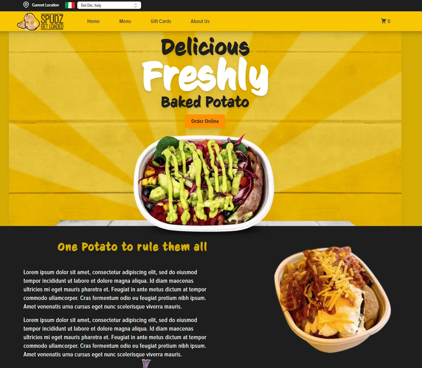Spudz Food Trucks Online Ordering Platform