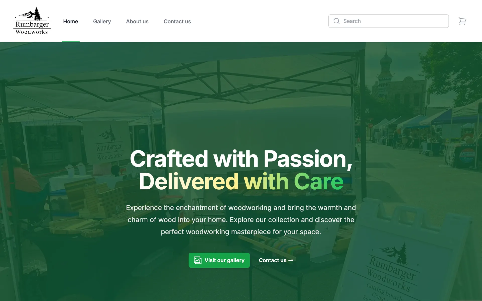 Rumbarger Woodworks – Custom E‑Commerce Website desktop